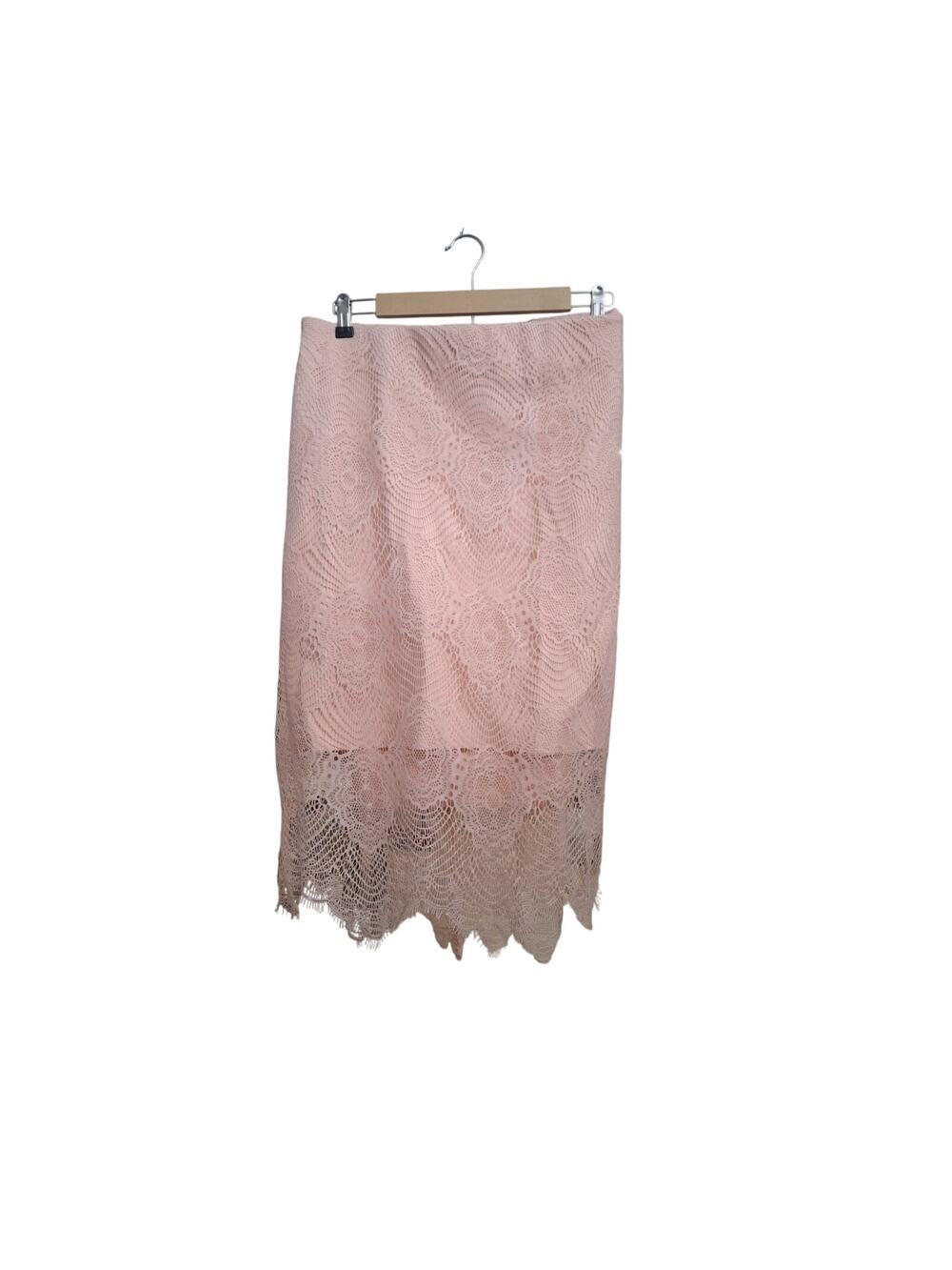 Women's NWT Torrid Plus Size 5 Pink Lace Lined Midi Skirt